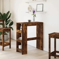 vidaXL - Bartafel met opbergruimte - Gerookt eiken - Bewerkt hout - 90x43 cm Hot