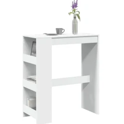 vidaXL - Bartafel met opbergruimte - Wit - Bewerkt hout - 90x43 cm