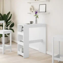 vidaXL - Bartafel met opbergruimte - Wit - Bewerkt hout - 90x43 cm
