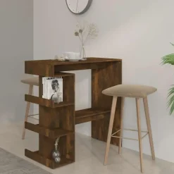 vidaXL - Bartafel met opbergruimte - Gerookt eiken - Bewerkt hout - 100x50 cm Online