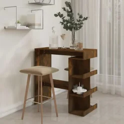 vidaXL - Bartafel met opbergruimte - Gerookt eiken - Bewerkt hout - 100x50 cm Online