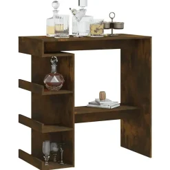 vidaXL - Bartafel met opbergruimte - Gerookt eiken - Bewerkt hout - 100x50 cm Online