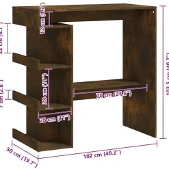 vidaXL - Bartafel met opbergruimte - Gerookt eiken - Bewerkt hout - 100x50 cm Online