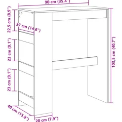 vidaXL - Bartafel met opbergruimte - Zwart - Bewerkt hout - 90x43 cm Best