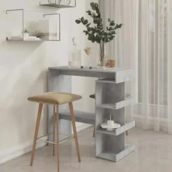 vidaXL - Bartafel met opbergruimte - Betongrijs - Bewerkt hout - 100x50 cm Outlet