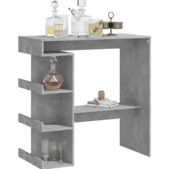 vidaXL - Bartafel met opbergruimte - Betongrijs - Bewerkt hout - 100x50 cm Outlet