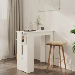 vidaXL - Bartafel met opbergruimte - Wit - Bewerkt hout - 102x50 cm Outlet