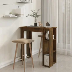 vidaXL - Bartafel met opbergruimte - Gerookt eiken - Bewerkt hout - 102x50 cm Outlet