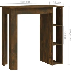 vidaXL - Bartafel met opbergruimte - Gerookt eiken - Bewerkt hout - 102x50 cm Outlet
