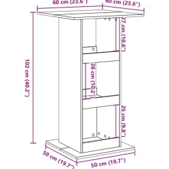 vidaXL - Bartafel met opbergruimte - Oud hout - Bewerkt hout - 60x60x102 cm Hot