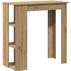 vidaXL - Bartafel met schappen - Artisanaal eiken - Bewerkt hout - 102x50 cm Clearance