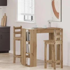 vidaXL - Bartafel met schappen - Artisanaal eiken - Bewerkt hout - 102x50 cm Clearance