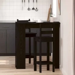 vidaXL - Bartafel met schappen - Zwart eiken - Bewerkt hout - 102x50 cm Hot