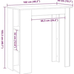 vidaXL - Bartafel met schappen - Zwart eiken - Bewerkt hout - 102x50 cm Hot