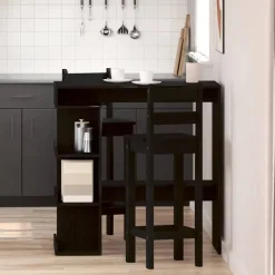 vidaXL - Bartafel met schappen - Zwart eiken - Bewerkt hout - 100x48 cm Hot