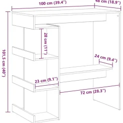 vidaXL - Bartafel met schappen - Zwart eiken - Bewerkt hout - 100x48 cm Hot