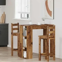 vidaXL - Bartafel met schappen - Oud hout - Bewerkt hout - 102x50 cm New