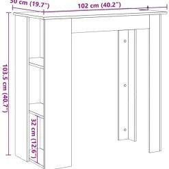 vidaXL - Bartafel met schappen - Oud hout - Bewerkt hout - 102x50 cm New