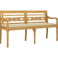 vidaXL - Batavia Tuinbank met beige kussen - Teakhout - 150x51.5x84 cm Best