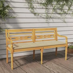 vidaXL - Batavia Tuinbank met beige kussen - Teakhout - 150x51.5x84 cm Best