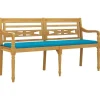 vidaXL - Batavia Tuinbank met blauw kussen - Teakhout - 150x51.5x84 cm Online