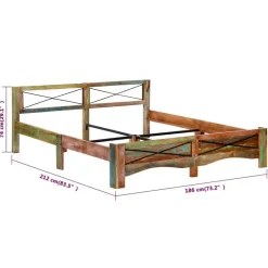 vidaXL - Bed frame - Multikleur - Massief gerecycled hout - 180x200 cm Outlet