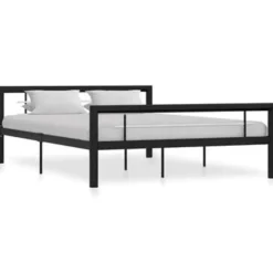 vidaXL - Bed frame - Zwart en wit - Metaal - 140x200 cm Clearance