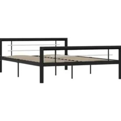 vidaXL - Bed frame - Zwart en wit - Metaal - 140x200 cm Clearance