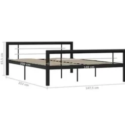vidaXL - Bed frame - Zwart en wit - Metaal - 140x200 cm Clearance