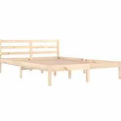 vidaXL - Bed frame met hoofdbord - Naturel - Massief grenenhout - 140x200 cm Discount