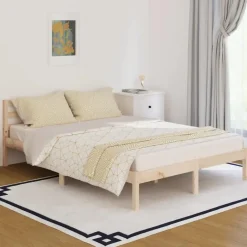 vidaXL - Bed frame met hoofdbord - Naturel - Massief grenenhout - 140x200 cm Discount