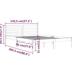 vidaXL - Bed frame met hoofdbord - Naturel - Massief grenenhout - 140x200 cm Discount