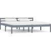 vidaXL - Bed frame met hoofdeinde - Grijs - Massief grenenhout - 160x200 cm Clearance