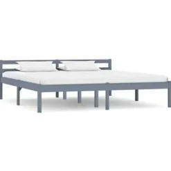 vidaXL - Bed frame met hoofdeinde - Grijs - Massief grenenhout - 160x200 cm Clearance