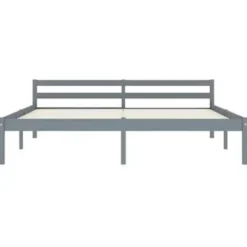 vidaXL - Bed frame met hoofdeinde - Grijs - Massief grenenhout - 160x200 cm Clearance