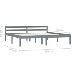 vidaXL - Bed frame met hoofdeinde - Grijs - Massief grenenhout - 160x200 cm Clearance