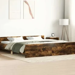 vidaXL - Bed frame met hoofd- en voeteneinde - Gerookt eiken - 180x200 cm Outlet