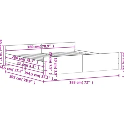 vidaXL - Bed frame met hoofd- en voeteneinde - Gerookt eiken - 180x200 cm Outlet