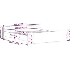 vidaXL - Bed frame met hoofd- en voeteneinde - Gerookt eiken - 180x200 cm Outlet
