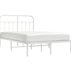 vidaXL - Bed frame met hoofdbord - Wit - Metaal - 120x200 cm New