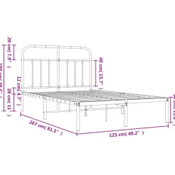 vidaXL - Bed frame met hoofdbord - Wit - Metaal - 120x200 cm New