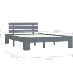 vidaXL - Bed frame met hoofdbord - Grijs - Massief grenenhout - 120x200 cm Online