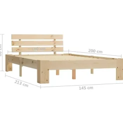 vidaXL - Bed frame met hoofdbord - Wit - Massief grenenhout - 140x200 cm Online