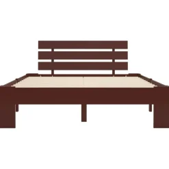 vidaXL - Bed frame met hoofdbord - Donkerbruin - Massief grenenhout - 120x200 cm Discount