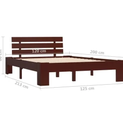 vidaXL - Bed frame met hoofdbord - Donkerbruin - Massief grenenhout - 120x200 cm Discount