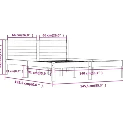 vidaXL - Bed frame met hoofdeinde - Naturel - Massief grenenhout - 140x190 cm Online