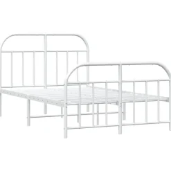 vidaXL - Bed frame met hoofd- en voeteneinde - Wit - Metaal - 120x200 cm Online