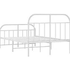 vidaXL - Bed frame met hoofd- en voeteneinde - Wit - Metaal - 120x200 cm Online