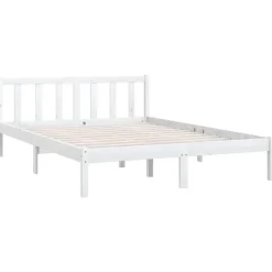 vidaXL - Bed frame met hoofdeinde - Wit - Massief grenenhout - 160x200 cm Outlet