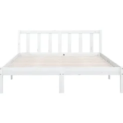 vidaXL - Bed frame met hoofdeinde - Wit - Massief grenenhout - 160x200 cm Outlet
